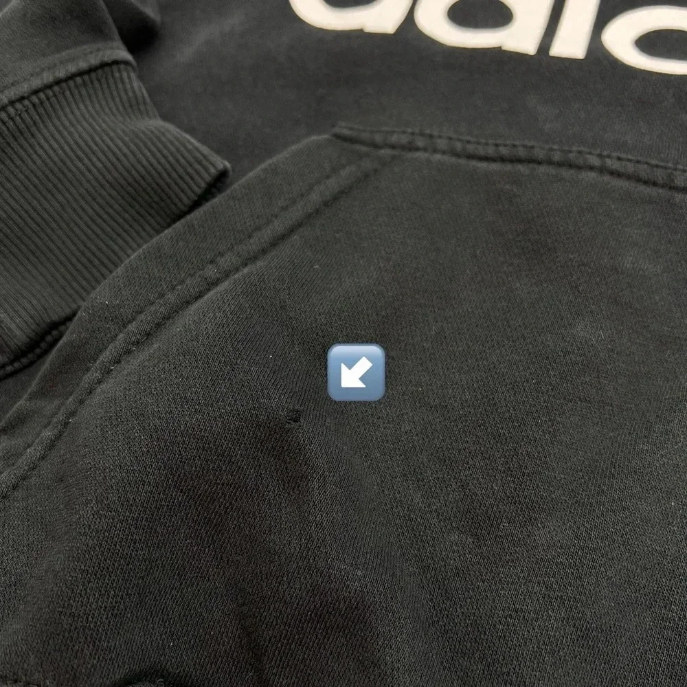 Adidas Tre-Foil Hoodie Men’s M Black Sweatshirt Spell Out Big Logo Pullover READ